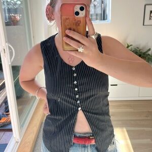 Black Pinstripe Tank Top